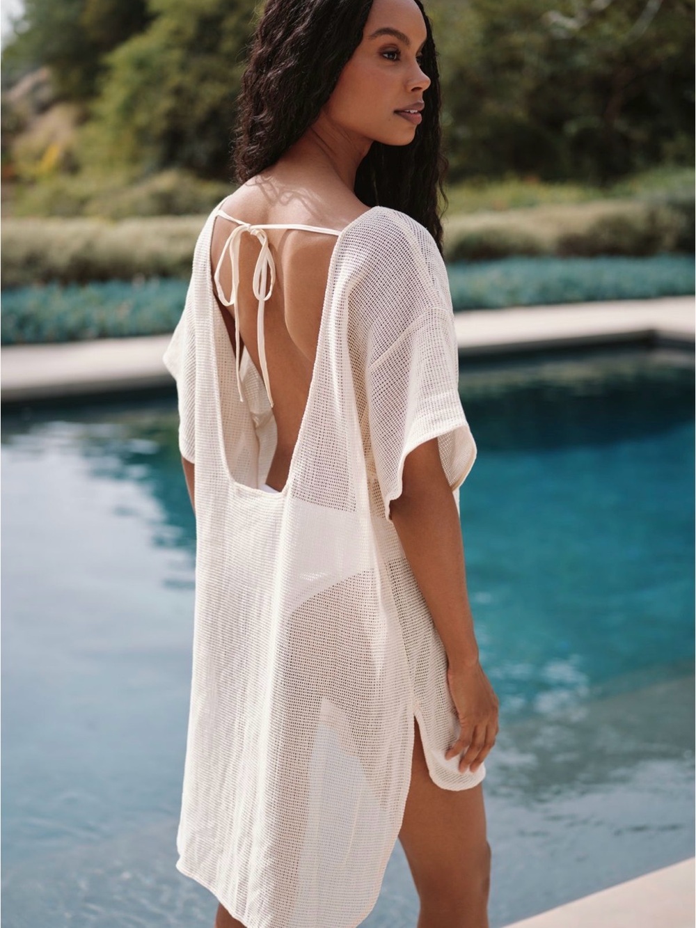 Celendine embroidered sheer mesh mini dress
